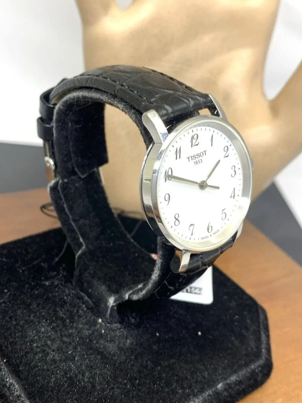 Tissot Women's Watch Swiss Quartz Silver Dial Black Leather Strap T1092101603200